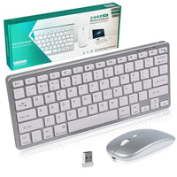 1 x RAW Customer Returns Bluetooth wireless keyboard, wireless keyboard with mouse, 2.4G silent mini keyboard, ultra-thin wireless keyboard and mouse set for iPad, Mac, PC, laptop, tablet, surface, phone, computer, smart TV, QWERTY layout - RRP €32.46