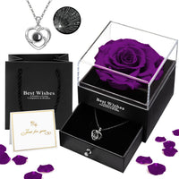 1 x RAW Customer Returns Eternal Real Rose, Jewelry Gift Box with I Love You Necklace in 100 Languages Preserved Roses Flowers Girlfriend Wife Women for Birthday Mother s Day Wedding Anniversary - RRP €20.16