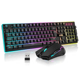 1 x RAW Customer Returns RedThunder K10 Wireless Gaming Keyboard and Mouse Set, QWERTZ DE Layout, 3000mA Battery Capacity and 3200 DPI for Gamers Black  - RRP €69.99