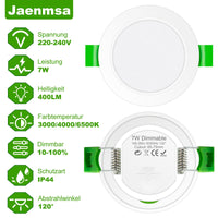 1 x RAW Customer Returns Jaenmsa LED spots bathroom, recessed spotlights LED 230V dimmable, 7W 400LM, LED recessed lights, LED ceiling spots flat warm white 3000K neutral white 4000K cold white 6500K for bathroom, kitchen, living room - RRP €27.99