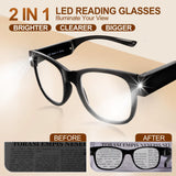 1 x RAW Customer Returns OuShiun Reading Glasses with LED Lights Rechargeable Smart Glasses for Work Hobbies Reading for Men Women Elderly 1.5X  - RRP €22.99