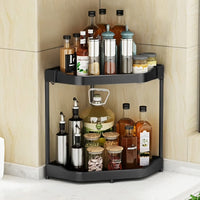 1 x RAW Customer Returns Tokokimo spice rack kitchen shelf corner standing frame 2 levels storage shelf - black - RRP €22.18