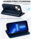 1 x RAW Customer Returns SHIELDON Case for iPhone 13 Protective Case Cowhide Leather Shockproof Card Slot Magnetic Closure Stand RFID Lock , TPU Cell Phone Case Compatible with iPhone 13 6.1 - Retro Dark Blue - RRP €30.99