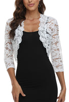 1 x RAW Customer Returns MISS MOLY Bolero Women s Festive Lace Jacket Short Wedding 3 4 Sleeve Cardigan Top XXL, White - RRP €30.24