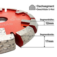 1 x RAW Customer Returns GVHAKG Tuck Point Diamond Saw Blade for Underfloor Heating, Very Hard Concrete Floors and Removal, Segment Width 17mm, Segment Height 12mm, Premium Dry Cutting 130 x 17 x12x 22.23mm  - RRP €94.78