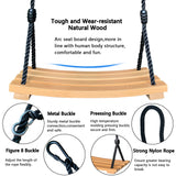 1 x RAW Customer Returns Adult Swing Adjustable Garden Rings with 2.5m Rope Wooden Swing Seat for Indoor and Outdoor Swings 48 20cm  - RRP €42.25