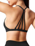 1 x RAW Customer Returns ZAAYO Sports Bra Women Without Wire Strong Hold Backless Push Up Bra Padded Bandeau Criss-Cross Straps Adjustable Bra for Yoga Fitness Training Sports Top Black XL - RRP €26.99