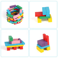 2 x Brand New KABENFIS Wooden Building Blocks Colorful Tower Game with Storage Bag for Kids, Boys and Girls - RRP €31.96