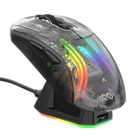 1 x RAW Customer Returns ATTACK SHARK X2 Pro Wireless Gaming Mouse with Charging Station, Quiet Mouse Tri-Mode BT5.0 2.4G Wireless Type-C , 4000 DPI RGB Bluetooth Mouse Rechargeable, Transparent Shell, for PC MAC, Black - RRP €33.05