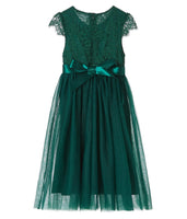 1 x RAW Customer Returns Ugitopi Girls Lace Long Dress Kids Tulle Party Princess Dress Dark Green, 120  - RRP €30.99