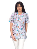 1 x RAW Customer Returns DINOZAVR Carla Sanitario Medical Shirt with Snap Buttons and V-Neck for Women Toys 3XL - RRP €31.28