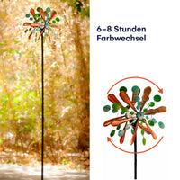 1 x RAW Customer Returns SteadyDoggie Windmill Green Flyer - Solar Powered with Multi-Colored LED Glass Ball - Kinetic Metal Windmill for Two Wind Directions - Easy to Assemble Garden Decoration - 190.5x33x18 cm - RRP €43.99