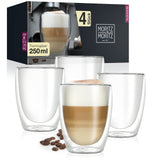 2 x Brand New Moritz Moritz Barista Torino 4 x 250 ml Cappuccino Glasses Double-Walled Double-Walled Glasses for Coffee, Tea or Dessert Dishwasher Safe - RRP €50.6