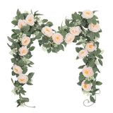 1 x RAW Customer Returns U Artlines Set of 2 4.0m Total Artificial Rose Garland Fake Rose Vine Hanging Flower Garland Artificial Flowers and Plants for Hotel Wedding Garden Decoration Light Pink  - RRP €19.63