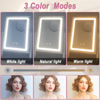 1 x RAW Customer Returns WITFAMILY 12 x 9 Hollywood Mirror Makeup Mirror with Lights Cosmetic Mirror with Light Touch Control 3 Color Lighting Modes Removable 10x Magnification White - RRP €49.99