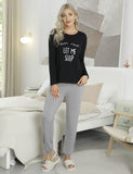 1 x RAW Customer Returns Sykooria Women s Pajamas Winter Pajamas Women s Lightweight Cotton Long Pajamas Women s Warm Casual Long Pants with Pocket and Top with Cute Pattern Two Pieces 806-Black XXL - RRP €31.39