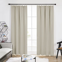 1 x RAW Customer Returns Deconovo opaque curtain with ruffle tape kitchen curtain window thick thermal curtain cold protection warm heat protection, 242 x 132 cm height x width , cream, set of 2 - RRP €44.49