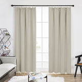 1 x RAW Customer Returns Deconovo blackout curtains, opaque curtains with ruffle tape, kitchen thermal against cold, 260 x 140 cm height x width , cream, set of 2 - RRP €40.6