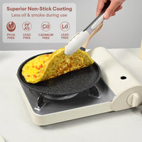 1 x RAW Customer Returns JEETEE Crepe Pan 24cm, Granite Non-Stick Coating Pancake Pan, Bakelite Handle, Compatible with All Stoves and Induction Cookers, PFOA Free, Gray - RRP €26.99