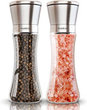 2 x RAW Customer Returns Salt and pepper mill set of 2, spice mill and chili mill made of glass, with adjustable fineness ceramic grinder Without spice content  - RRP €27.98