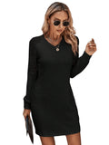 1 x RAW Customer Returns GORGLITTER women s dress short autumn dress light sweater dress casual dress with lace raglan sleeves short dress black M - RRP €16.69