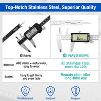 1 x RAW Customer Returns Raynesys 8 inch digital caliper, stainless steel digital caliper with 3 size modes from mm inch fractional measuring tools for household and industrial measurement caliper with 2 spare batteries, silver - RRP €40.33