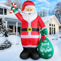 1 x RAW Customer Returns 8FT Inflatable Santa Claus with LED Light, IP44 Waterproof Giant Santa with Crutches and Gift Box, Indoor and Outdoor Light-Up Decoration for Gardens, Lawns and Yards - RRP €89.99