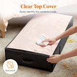 1 x RAW Customer Returns Lifewit 6 Pack 90L Underbed Storage Box, Underbed Storage Box with Lid, Foldable Clothes Storage Bag for Duvets Clothes Underbed Wardrobe, Black - RRP €35.28