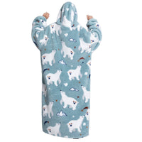 1 x Brand New ANGGREK Oversized Hoodie Flannel Blanket Hoodie for Adults Women Men Warm Blanket Oversized Sweatshirt with Pocket,Polar Bear - RRP €52.84