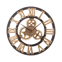 1 x RAW Customer Returns ACCSHINE Large Vintage Wall Clock 45cm Industrial Steampunk with Roman Numerals Particular Wall Clock Metal Clock for Bar Living Room Restaurant Gold  - RRP €37.99