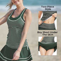 1 x Brand New Summer Mae Women s Tankini Retro Stripe Swimsuits Grass Green Striped M - RRP €36.13