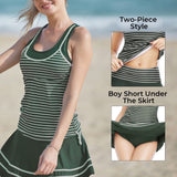 1 x Brand New Summer Mae Women s Tankini Retro Stripe Swimsuits Grass Green Striped XS - RRP €38.99