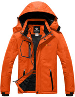 1 x RAW Customer Returns GEMYSE Men s Waterproof Ski Jacket Windproof Fleece Outdoor Winter Jacket with Hood Orange 02,2XL  - RRP €89.98