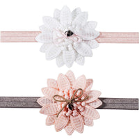 1 x Brand New Baby Girls Soft Elastic Lace Headband 2Pcs Girls Headband Pink White  - RRP €18.0