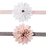 12 x Brand New Girls Headband Lace Flower Soft Stretch Hairband Hair Accessories 2 Pieces for Girls Pink, White  - RRP €86.4