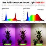 1 x RAW Customer Returns YUYMIKA 96LED 4 heads full spectrum plant lamp, 15W grow light with Euro plug, 3 9 12 auto timer, 3M cable, 11.8-59 inch telescopic rod plant light for garden plants - RRP €25.99