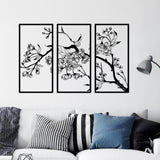 1 x RAW Customer Returns ruelen Pack of 3 Metal Flower Wall Art, Floral Line Wall Sculpture, Abstract Flowers Aesthetic Art Nature Line Drawing Modern Home Hanging for Bedroom Living Room Bathroom Office Black  - RRP €48.58