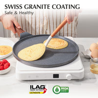 1 x RAW Customer Returns SENSARTE Crepe Pan 30cm Non-Stick Omelette Pan Pancake Flat Pan with Swiss Granite Non-Stick Coating, Bakelite Handle, Induction Compatible, PFOA-Free - RRP €45.61