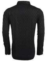 1 x RAW Customer Returns COOFANDY Men s Long Sleeve Shirts Slim Fit Casual Shirt Diamond Pattern Check Shirt Business Shirt Party Wedding Shirts Modern Men Classic Shirts Long Sleeve Shirt,2-Black,M - RRP €37.3