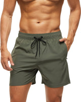 1 x RAW Customer Returns Domee Men s Swim Trunks Board Shorts Pants Short with Pockets Zipper Summer Army Green M - RRP €21.56