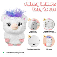 7 x Brand New YH YUHUNG Interactive Plush Unicorn Talking Speaks, Toy for Children from 3 Years - RRP €165.13