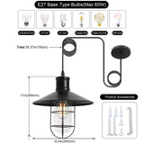 3 x Brand New Potphie lampshade hanging lamp pendant light dining table black, kitchen lamps vintage with E27 socket ceiling lighting for living room bedroom kitchen caf bar restaurant - RRP €61.2