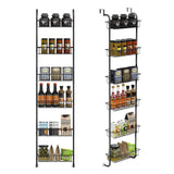 1 x RAW Customer Returns Hanging organizer on the door, door organizer hanging shelf with 6 removable baskets, metal door shelf with 6 levels, hanging storage for household utensils for kitchen bathroom pantry office - black - RRP €30.24