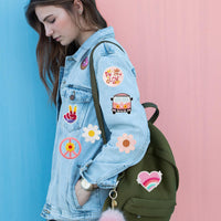 18 x RAW Customer Returns Qpout 19pcs Hippie Patches Iron On Vintage Patches Groovy Boho Peace Sign Preppy Embroidered Repair Decorative Patches for Clothes Backpack Jackets Jeans Shirt DIY Craft - RRP €233.82