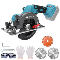 1 x RAW Customer Returns Brushless mini circular saw, hand-held circular saw for Makita 18 V Li-Ion battery with 3 saw blades, can cut diagonally 6000RM min multifunctional saw for woodworking without battery  - RRP €98.98