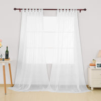 1 x RAW Customer Returns Deconovo curtain loop curtain, transparent curtain, voile curtains, 183 x 140 cm height x width , white, set of 2 - RRP €18.49