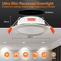 1 x RAW Customer Returns BOYIR LED recessed spotlights 230V flat dimmable 5W 500lm LED spots IP44 bathroom recessed lights ceiling spots ceiling spotlights, warm white neutral white cold white recessed spots set of 6 - RRP €30.24