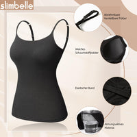 1 x RAW Customer Returns SLIMBELLE women s undershirt bra shirt seamless tank top with removable cups tummy control shapewear top without underwire bustier shirt figure-shaping body shaper camisole shaping shirt black white, L  - RRP €37.3