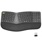 1 x RAW Customer Returns seenda Ergonomic Wireless Keyboard, 2.4G USB Rechargeable Keyboard with Wrist Rest and Foldable Stand, Wireless Keyboard for Mac Windows, Computer Laptop PC, DE Layout, Black - RRP €43.36