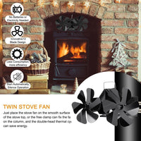 1 x RAW Customer Returns 12 blades fireplace fan, quick self-start circulating warm air, quiet fireplace fan without electricity, heat operated for wood stove firewood fire pit stove pipe - RRP €54.98